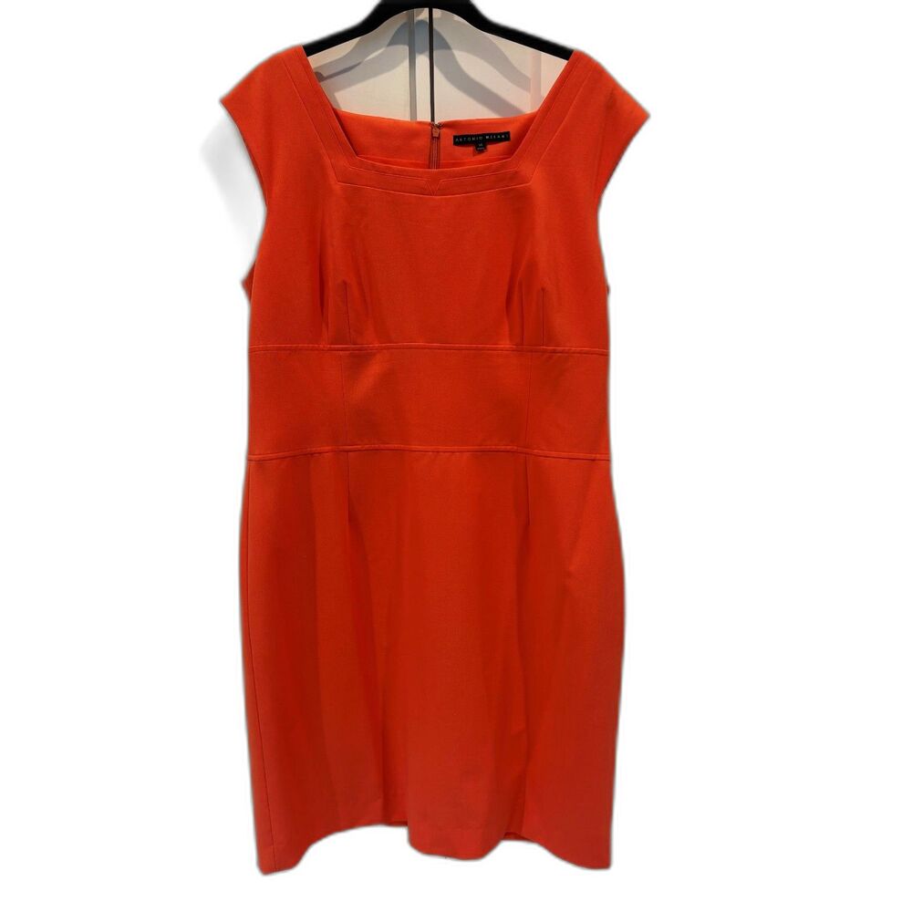 Antonio Melani Coral Sheath Dress Work Career Summer Event Flattering Fit Sz 14